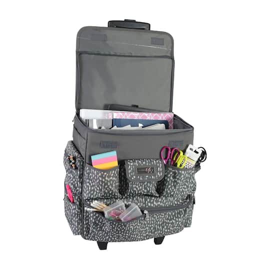 Everything Mary Gray & White Teacher Rolling Tote